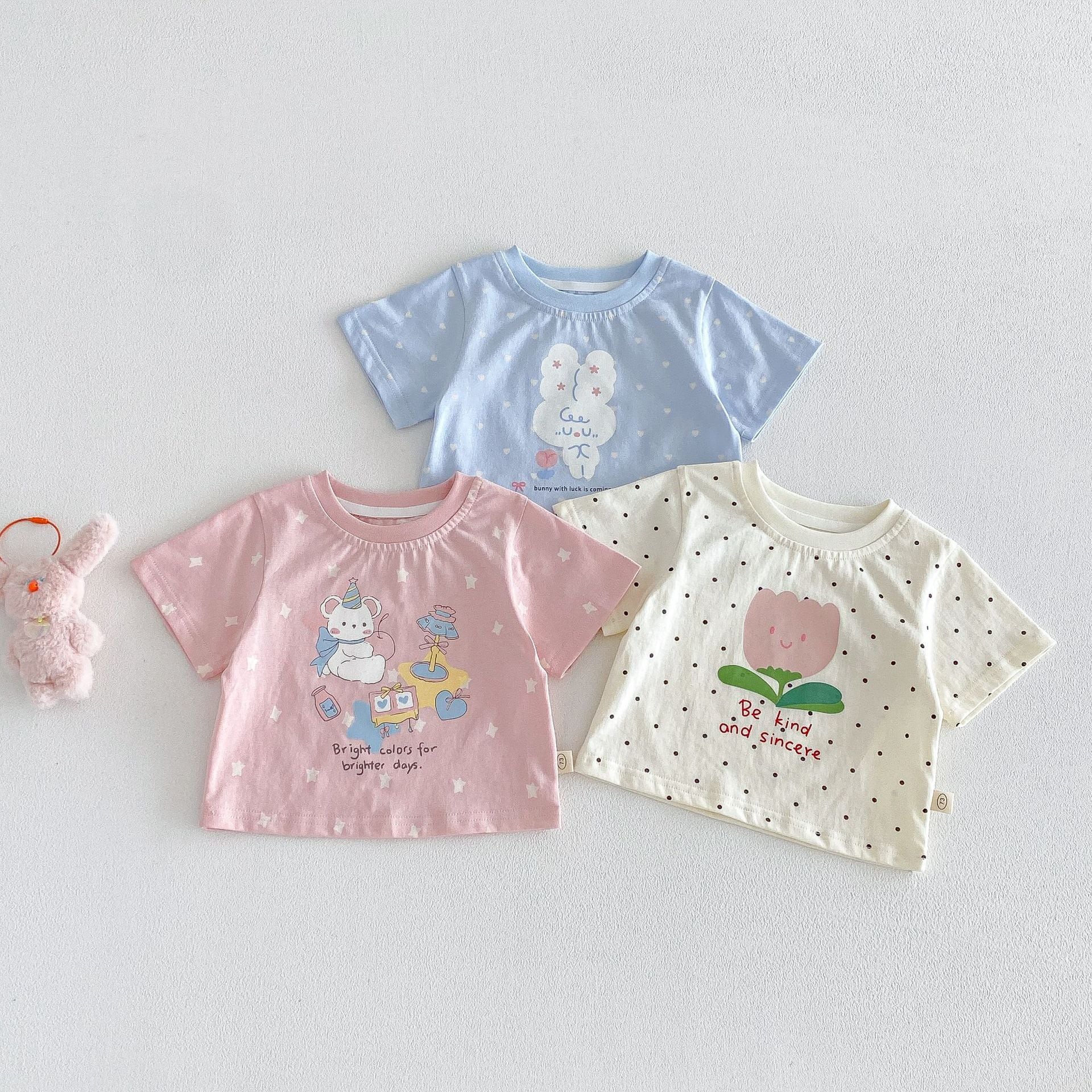 f791e1861c16cbe275df62736e25cfdb.jpg 【80-150】Tシャツ 可愛い ドット 女の子 トップス - 画像 (1)