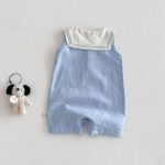 【66-90】ロンパース セーラー 無地 シンプル 着心地良い ベビー服 - 画像 (5)