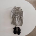 【73-100】セットアップ ベビー 韓国風 チェック ベスト&ショートパンツ - 画像 (6)
