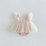 【66-90】ロンパース フリル メッシュ 可愛い 女の子 - 画像 (4)