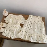 【73-110】ロンパース or ワンピース ベビー 女の子 ハート柄 - 画像 (7)