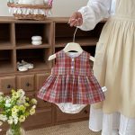 【66-90】ロンパース レッド チェック 可愛い ベビー服 - 画像 (6)