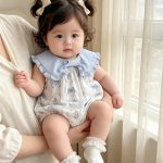 【66-90】ロンパース ブルー襟 ウサギ 可愛い ベビー服 - 画像 (5)