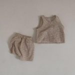 【73-100】セットアップ ベビー 韓国風 チェック ベスト&ショートパンツ - 画像 (5)