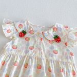 【66-90】ロンパース イチゴ柄 フリル 可愛い ベビー服 - 画像 (10)