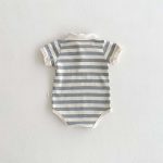 【66-90】ロンパース 半袖 ポロ襟 ロゴ入り シンプル 肌触り良い ベビー服 - 画像 (7)