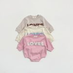 【66-100】ロンパース かわいい 「LOVES」 肌触り良い 出産祝い 赤ちゃん