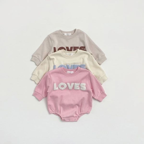【66-100cm】ロンパース かわいい 「LOVES」 肌触り良い 出産祝い 赤ちゃん