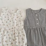 【66-90】オールインワン ノースリーブ フラワー/チェック シンプル ベビー服 - 画像 (7)