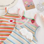 【66-90】ロンパース ベビー 可愛い ボーダー カラフル - 画像 (8)