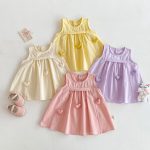 【73-120】ワンピース ベビー 女の子 ハート ノースリーブ - 画像 (3)