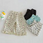 【73-120】パンツ ベビー 女の子 フリルデザイン 花柄 - 画像 (4)