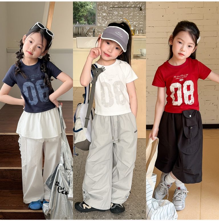 【100-170cm】半袖Ｔシャツ 女の子 数字柄 外遊び・スポーツに