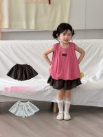 【90-140】キュロット 女の子 ガーリー ドット柄 韓国風