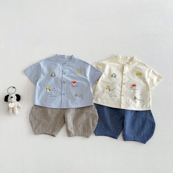 【73-120cm】半袖シャツ or パンツ ベビー 男の子 前開き プリント