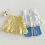 【73-120】トップス or パンツ 女の子 おしゃれ フリルデザイン