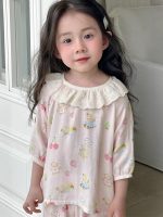 【100-160】パジャマ ガーゼ 女の子 ルームウェア 七分袖 上下セット エアコン対策 キッズ 部屋着