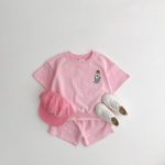 【80-130】セットアップ キッズ服 半袖 ベアプリント - 画像 (5)