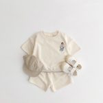 【80-130】セットアップ キッズ服 半袖 ベアプリント - 画像 (6)