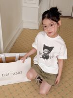 【90-160】半袖Tシャツ 女の子 ねこ柄 可愛い カジュアル - 画像 (4)