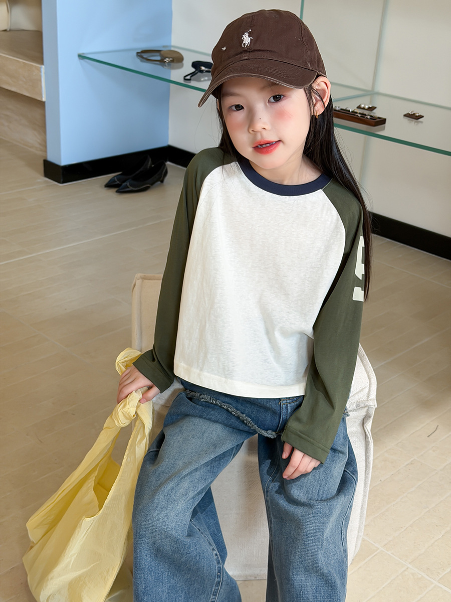 主图-03 【100-170】長袖Tシャツ 女の子 配色 カジュアル 合わせやすい - 画像 (1)