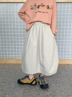 【100-170】ミディ丈スカート 女の子 韓国風 ガーリー ふんわり