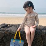 【90-140】水着 女の子 花柄 長袖ラッシュガード一体型 速乾 UVカット スイムウェア - 画像 (9)