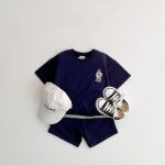 【80-130】セットアップ キッズ服 半袖 ベアプリント - 画像 (7)