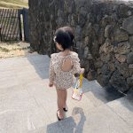 【90-140】水着 女の子 花柄 長袖ラッシュガード一体型 速乾 UVカット スイムウェア - 画像 (10)