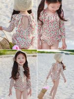 【80-130】水着 長袖 UVカット 背中あき かわいい 女の子 スイムウェア - 画像 (3)