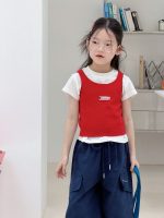 【100-170】ベスト or 半袖Tシャツ 女の子 韓国風 レイヤード - 画像 (5)