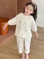【100-160】パジャマ ガーゼ 女の子 ルームウェア 七分袖 上下セット エアコン対策 キッズ 部屋着 - 画像 (4)