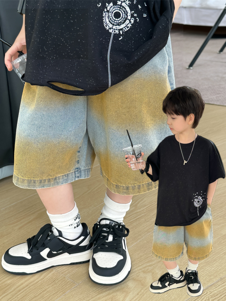 【90-140cm】ショートパンツ 男の子 タイダイ ジーンズ