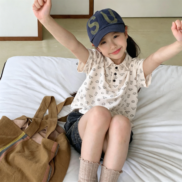 【80-130cm】半袖Ｔシャツ 女の子 POLOネック かわいい