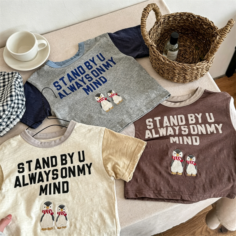 未命名的设计 【80-130】半袖Tシャツ 女の子 プリント 刺繍 ゆったり - 画像 (1)