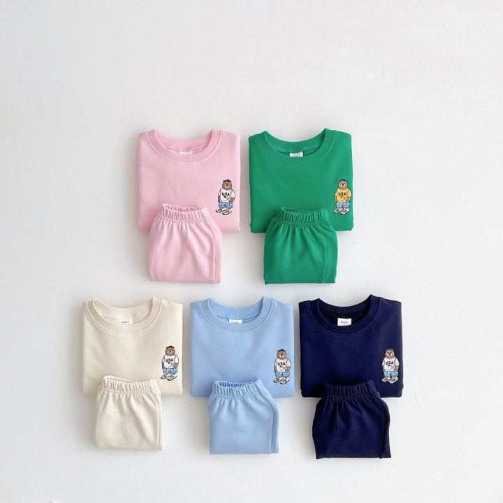 详情-02-7.jpg 【80-130】セットアップ キッズ服 半袖 ベアプリント - 画像 (1)
