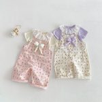 【73-120】Tシャツ or サロペット ベビー 女の子 可愛い 花柄 リボン付き - 画像 (4)