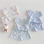 【73-120】セットアップ ベビー 女の子 花柄 チェック柄