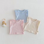 【73-120】ベスト or パンツ ベビー 女の子 無地 おしゃれ フリルデザイン - 画像 (3)