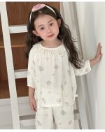 【100-160】パジャマ ガーゼ 女の子 ルームウェア 七分袖 上下セット エアコン対策 キッズ 部屋着 - 画像 (9)