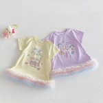 【73-120】Tシャツワンピース ベビー 女の子 韓国風 リボンプリント - 画像 (3)