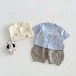 【73-120】半袖シャツ or パンツ ベビー 男の子 前開き プリント - 画像 (3)