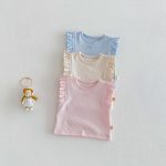 【73-120】ベスト or パンツ ベビー 女の子 無地 おしゃれ フリルデザイン - 画像 (2)