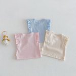 【73-120】ベスト or パンツ ベビー 女の子 無地 おしゃれ フリルデザイン - 画像 (5)