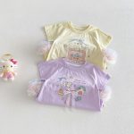 【73-120】Tシャツワンピース ベビー 女の子 韓国風 リボンプリント - 画像 (4)