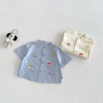 【73-120】半袖シャツ or パンツ ベビー 男の子 前開き プリント - 画像 (4)