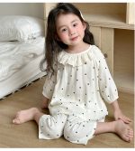 【100-160】パジャマ ガーゼ 女の子 ルームウェア 七分袖 上下セット エアコン対策 キッズ 部屋着 - 画像 (13)