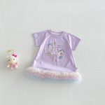【73-120】Tシャツワンピース ベビー 女の子 韓国風 リボンプリント - 画像 (6)