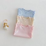 【73-120】ベスト or パンツ ベビー 女の子 無地 おしゃれ フリルデザイン - 画像 (6)