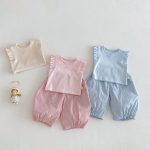 【73-120】ベスト or パンツ ベビー 女の子 無地 おしゃれ フリルデザイン - 画像 (7)
